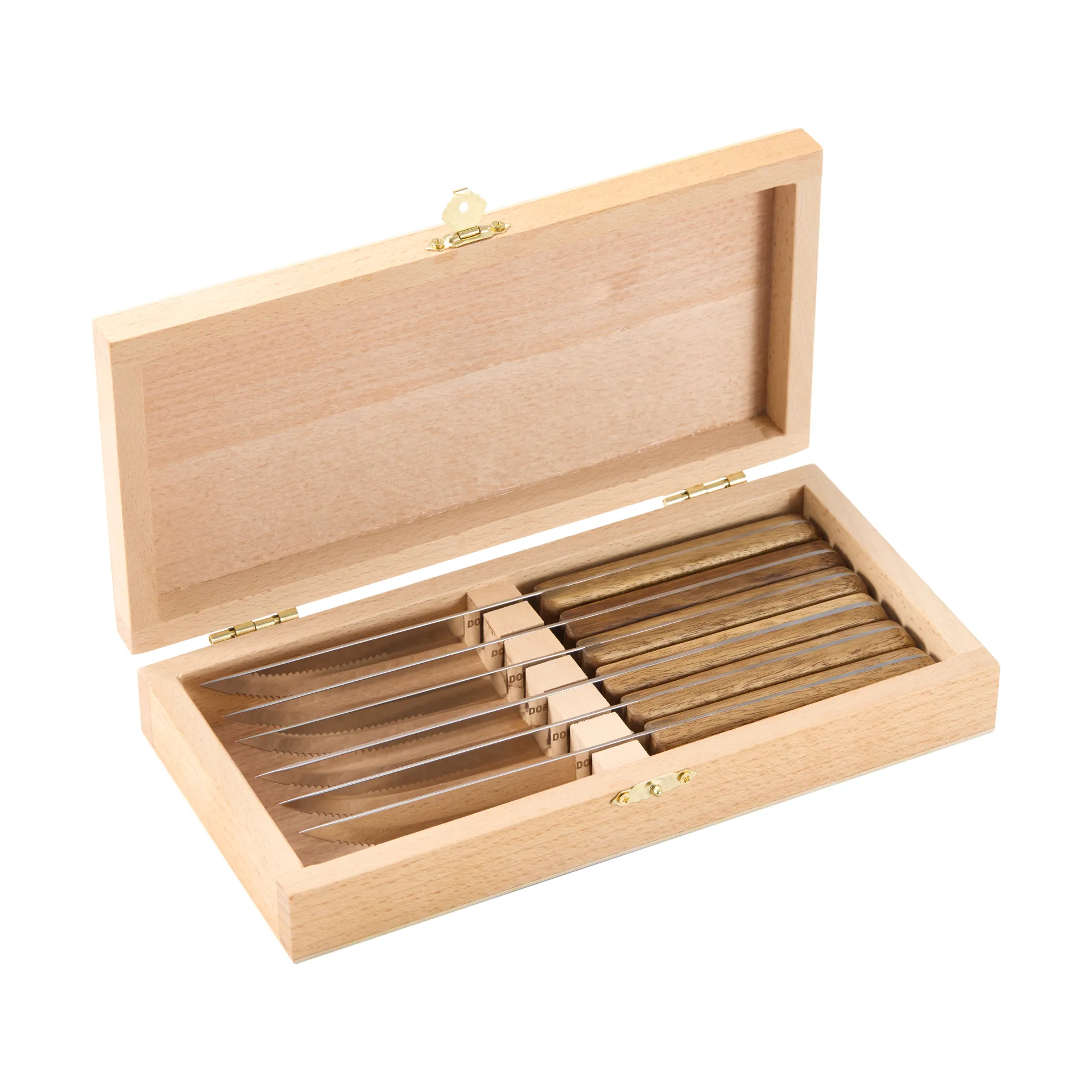 BBQ Steakmesser, Edelstahl, 6-teilig, Akazien-Holzbox, 22,5×2 cm Dorre