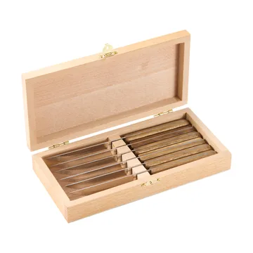 BBQ Steakmesser - Edelstahl, 6-teilig, Akazien-Holzbox, 22,5×2 cm - Dorre