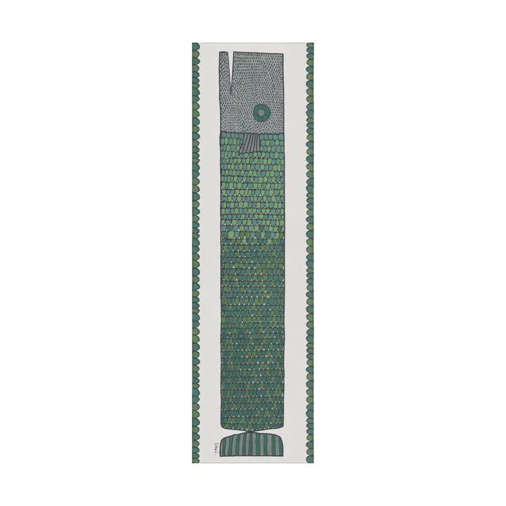Fischgrät Tischläufer 35x120 cm - Blaugrün - Ekelund Linneväveri