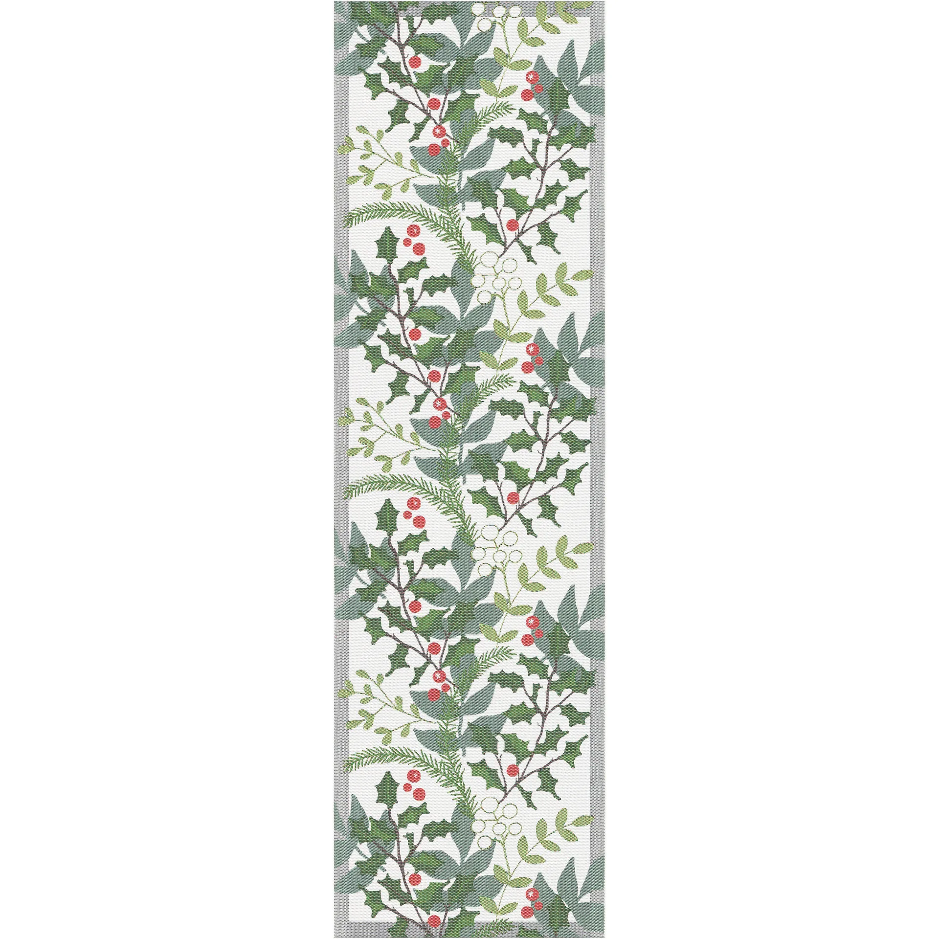 Julia Tischläufer 35 x 120cm, Weiß-grün Ekelund Linneväveri