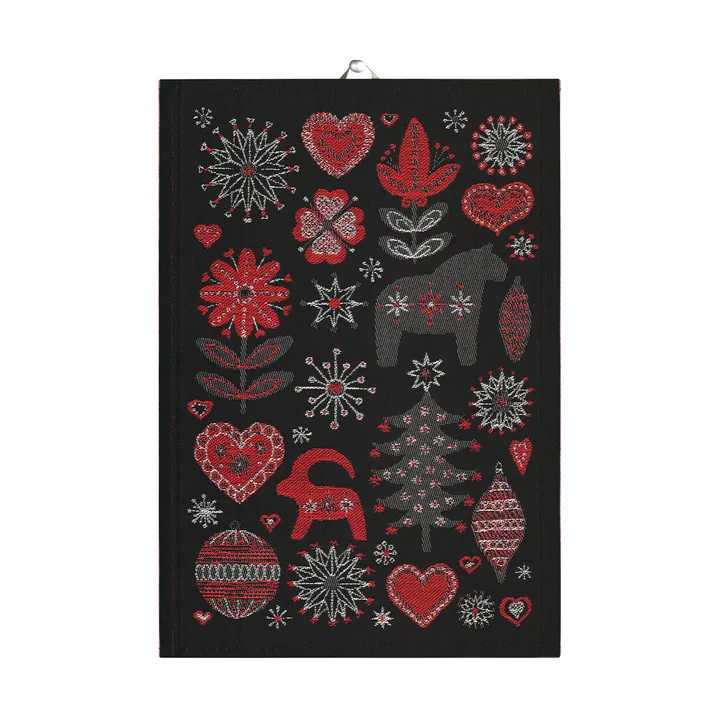 Julnatt Geschirrtuch 35x50 cm - Schwarz - Ekelund Linneväveri