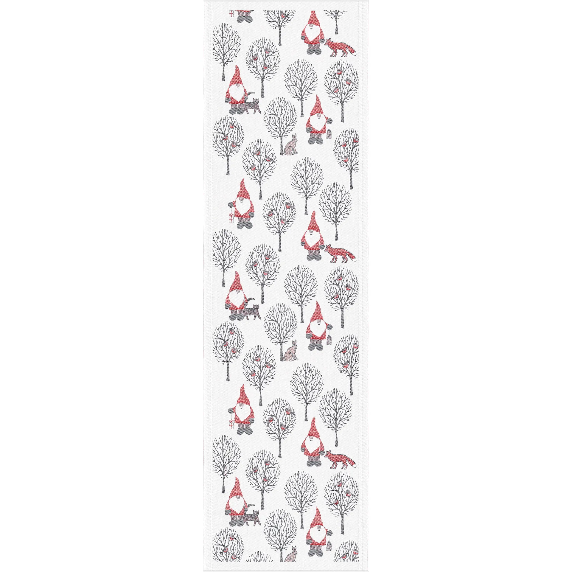 Tomteliv Tischläufer 35 x 120cm, Grau-rot Ekelund Linneväveri