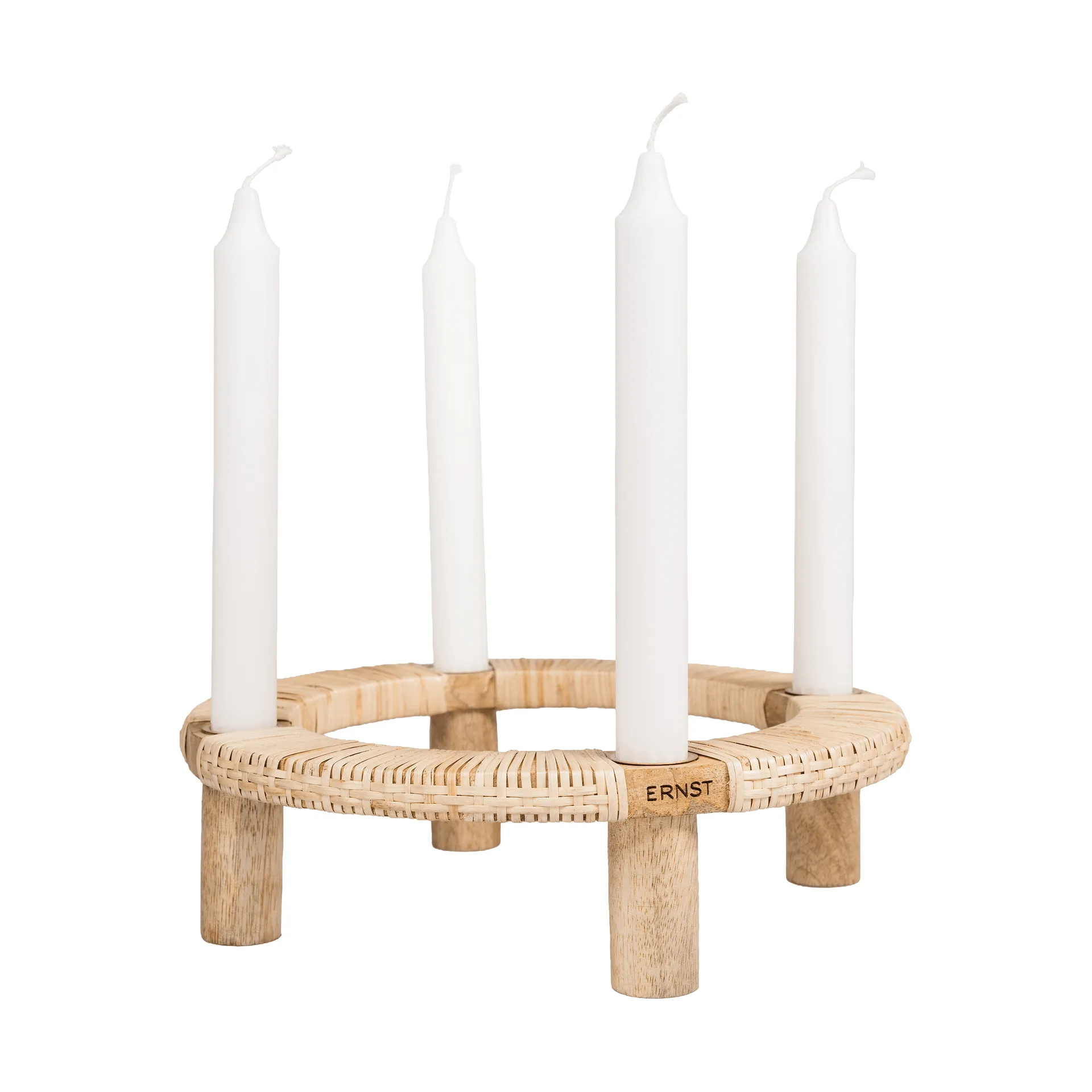 Ernst Kerzenhalter rund 4-flammig, Helles Holz ERNST