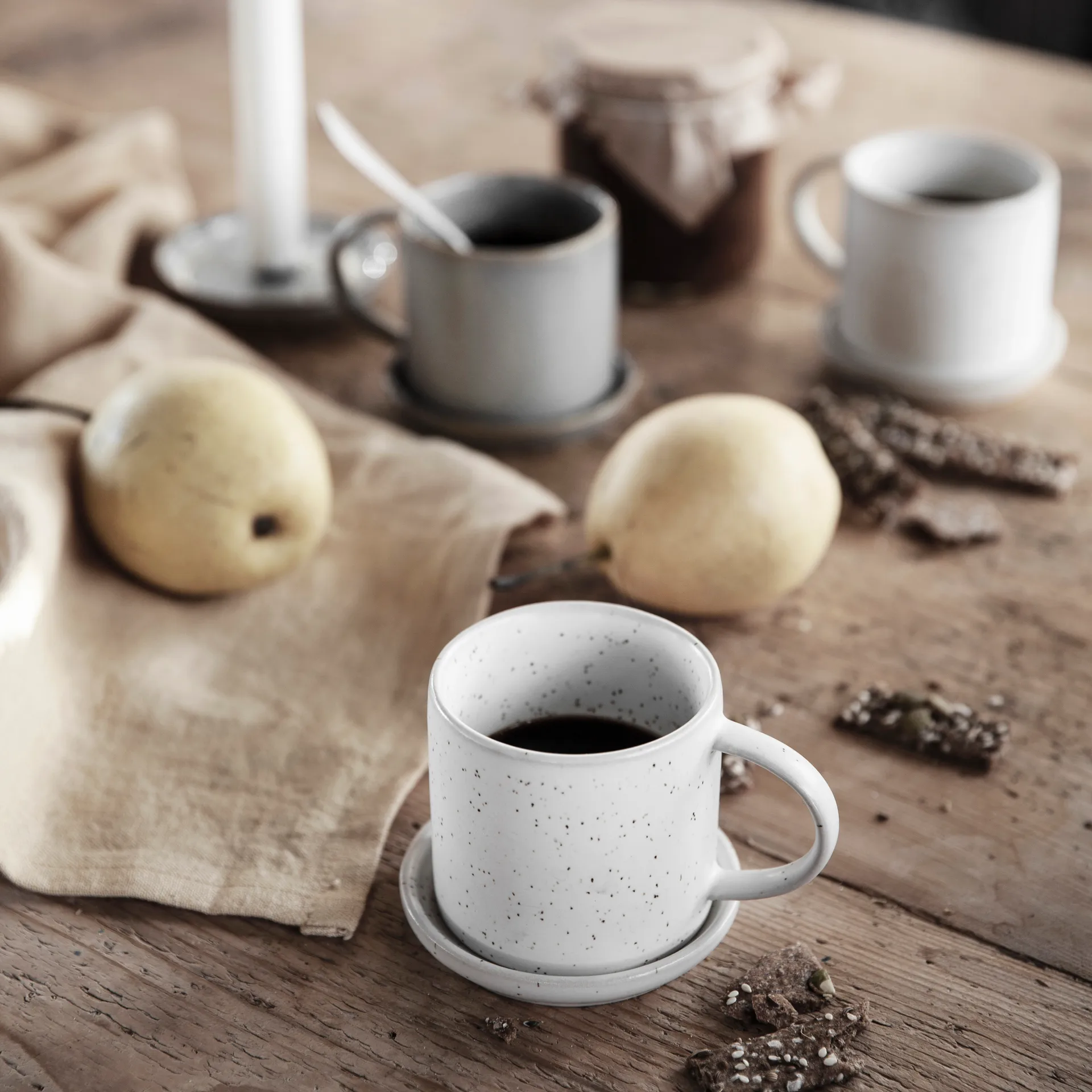 Ernst Tasse mit Untertasse 8,5cm, Weiß gepunktet ERNST