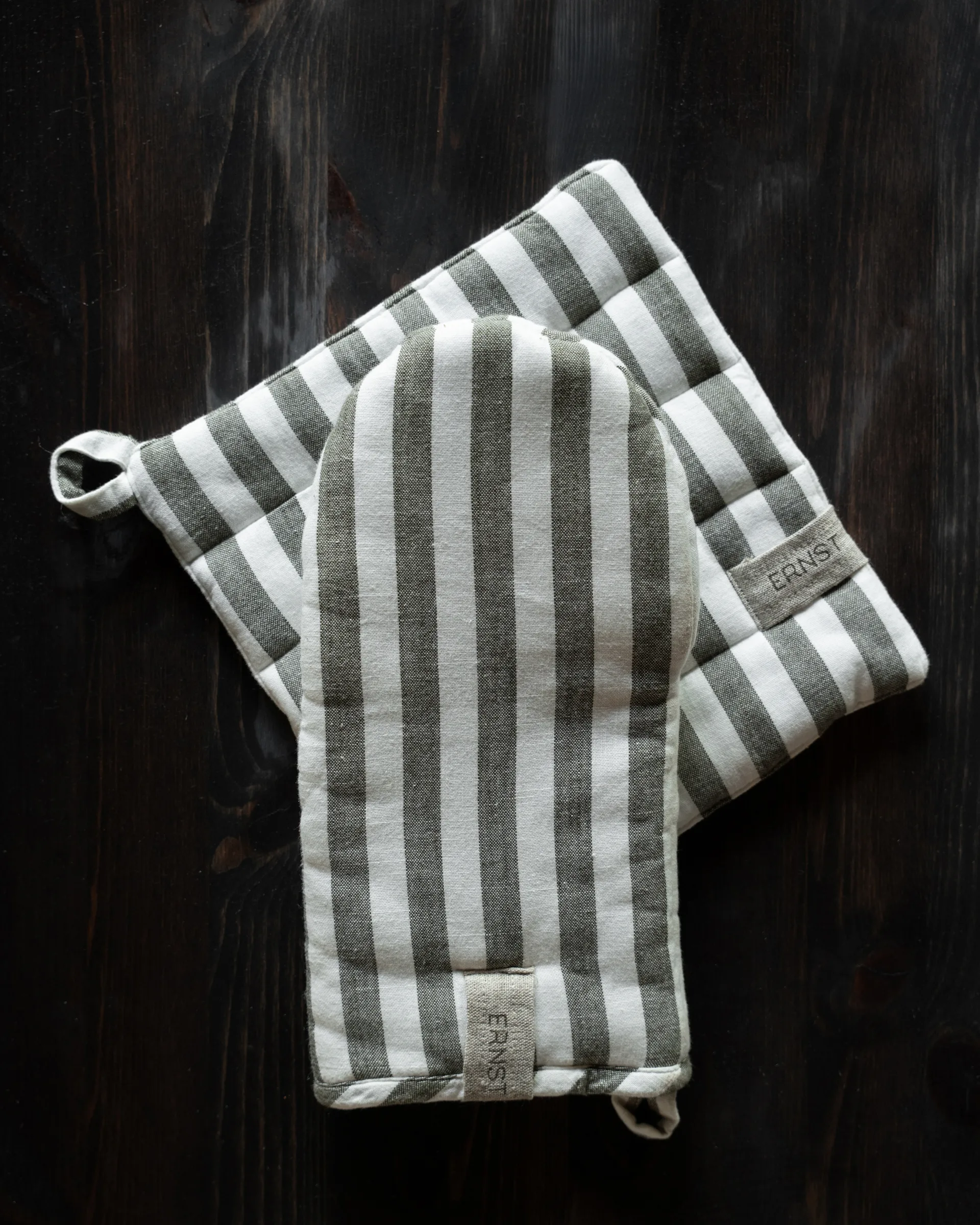 Ernst Topflappen breiter Streifen 23x25 cm, Salbei, weiß ERNST