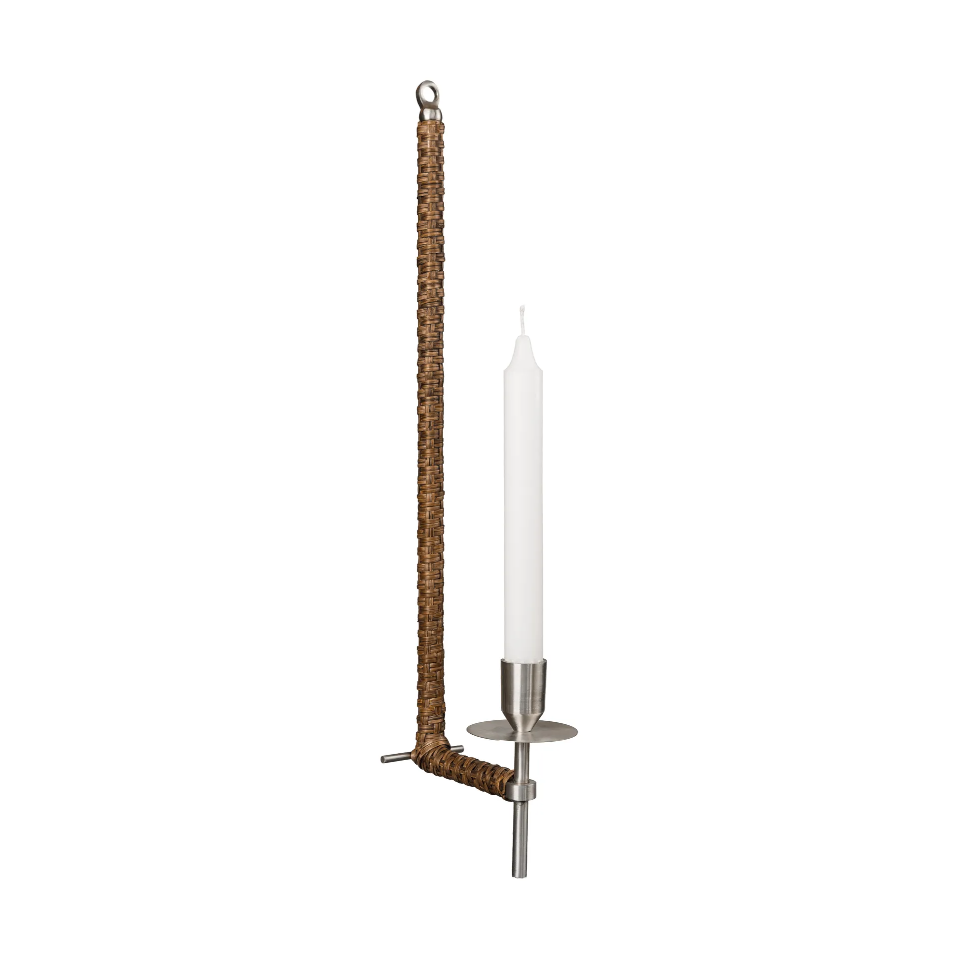 Ernst Wandleuchter geflochten, Gebürsteter Stahl, 47 cm ERNST