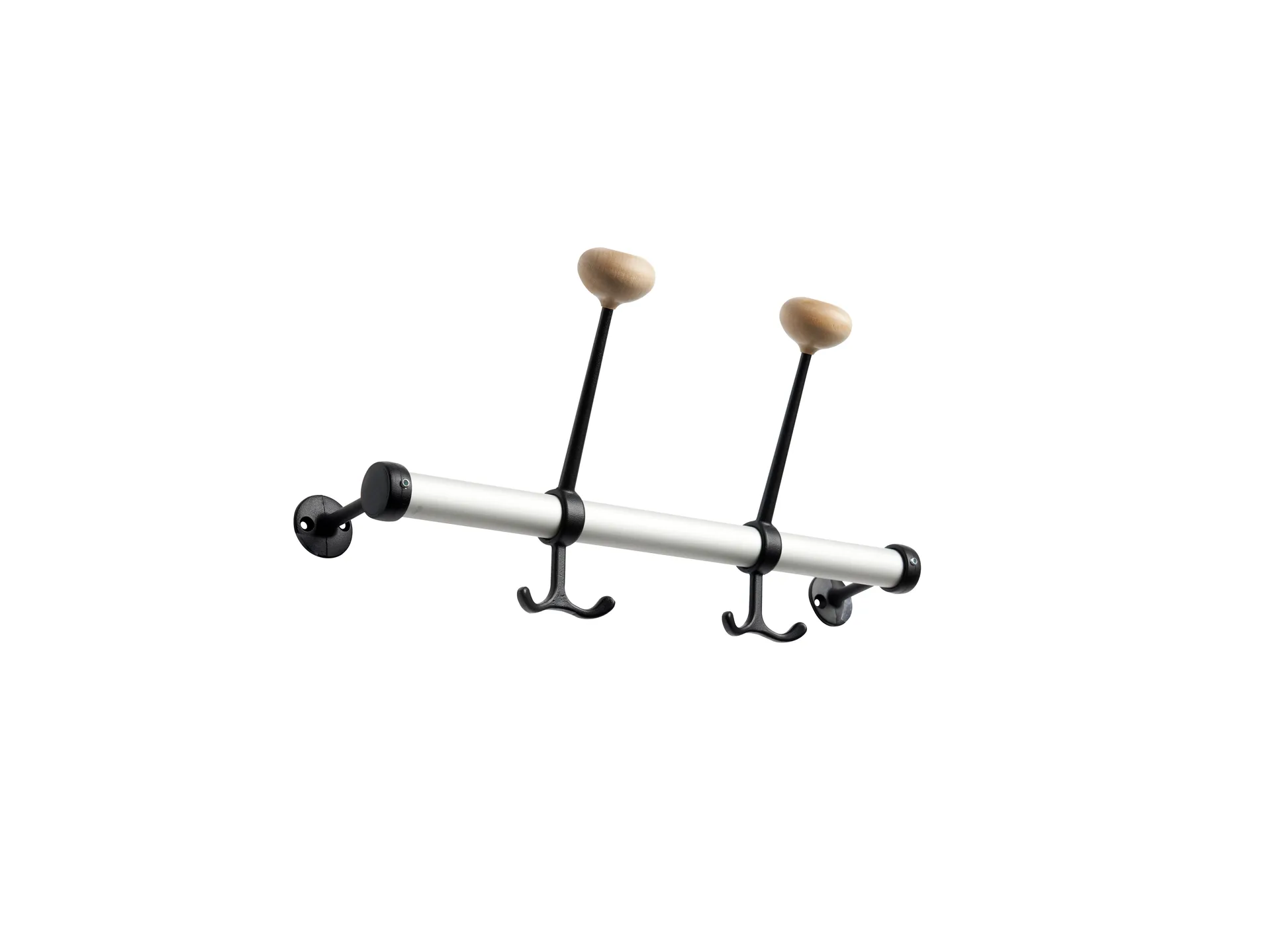 Gustav Hut-Hakenleiste 40 cm 2 Haken, Aluminium-Schwarz Essem Design