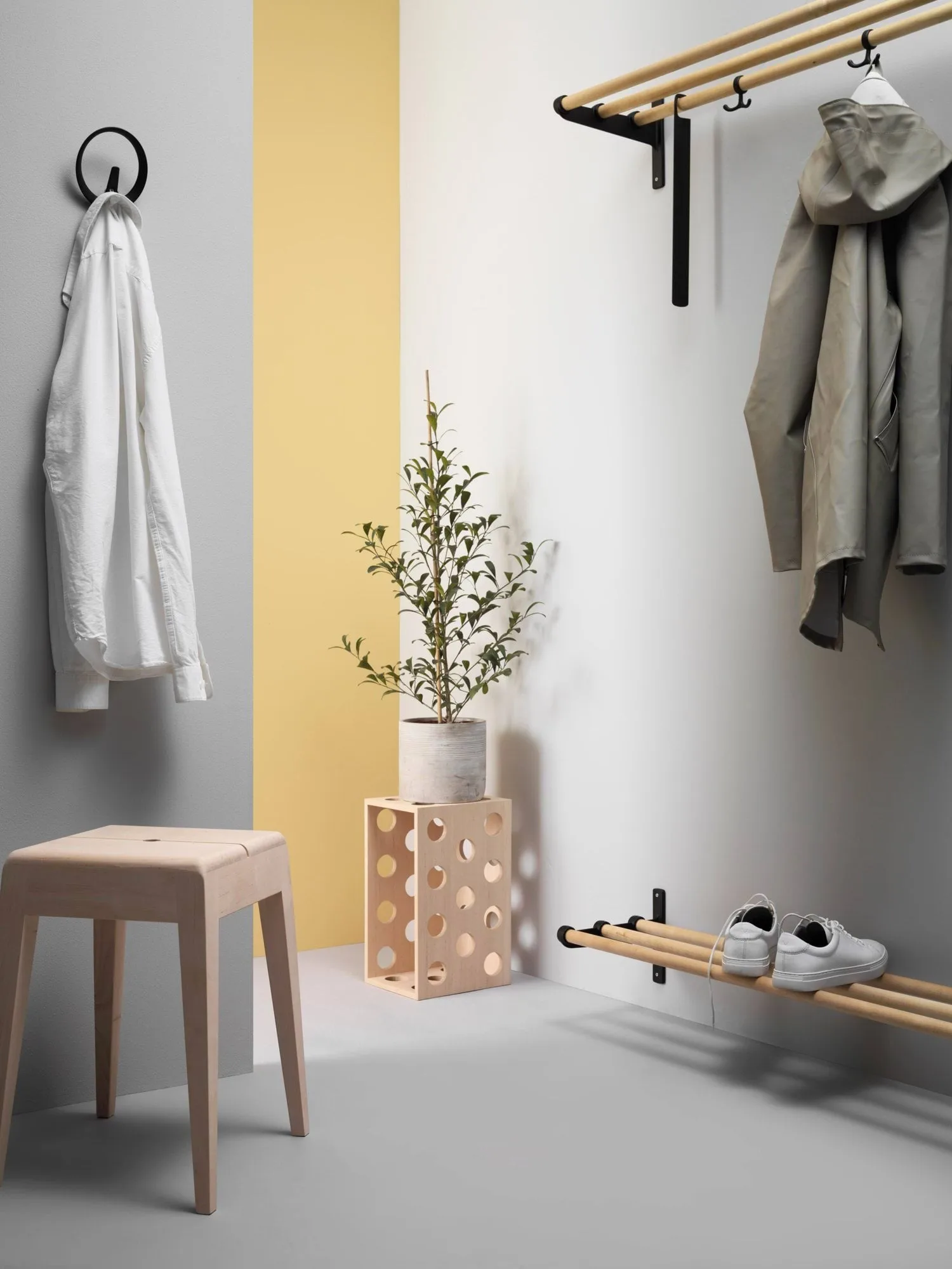 Nostalgi Hutablage, Schuhregal, Esche-Weiß, 100 cm Essem Design