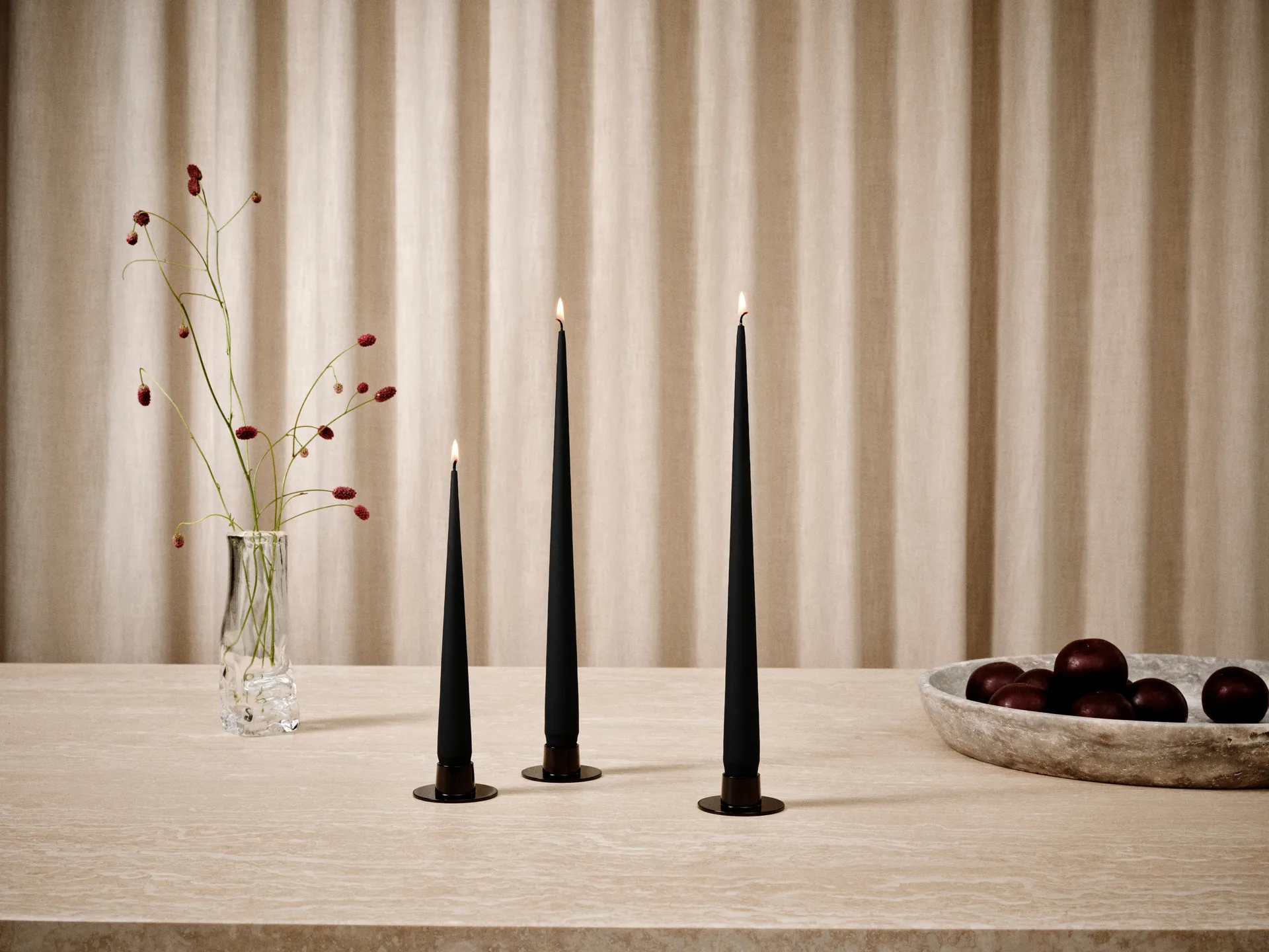 ester & erik Kerze 4er Pack matt, Velvet matt black 95, 42 cm ester & erik