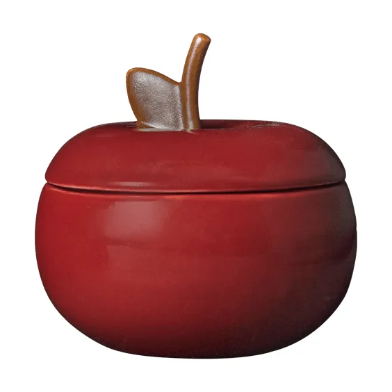 Apple Keramikschüssel mit Deckel, Dunkelrot, Ø9,5 cm Ferm Living