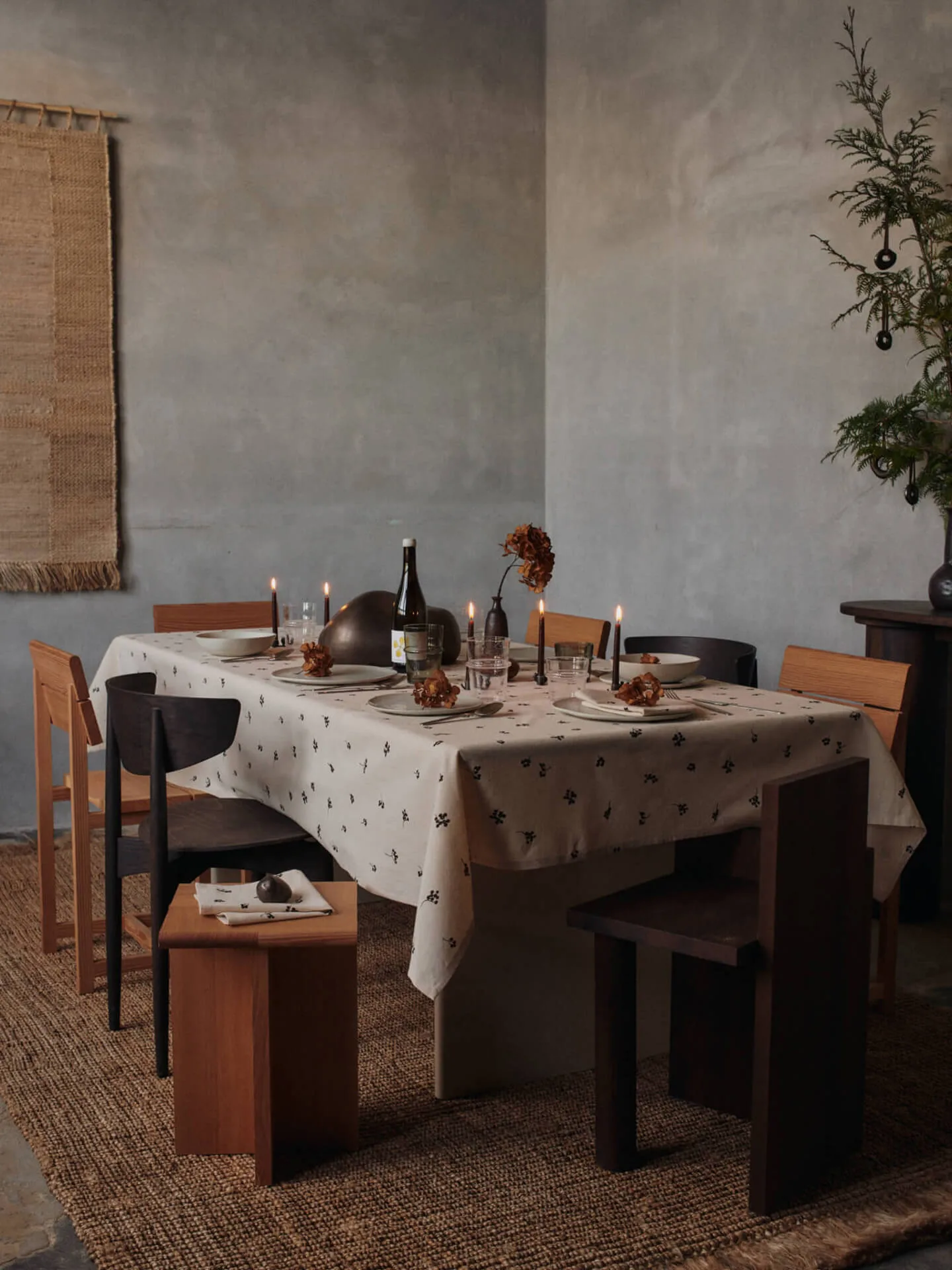 Baies Baumwollserviette 40x40 cm 4er-Pack, Natural-dark chocolate Ferm Living