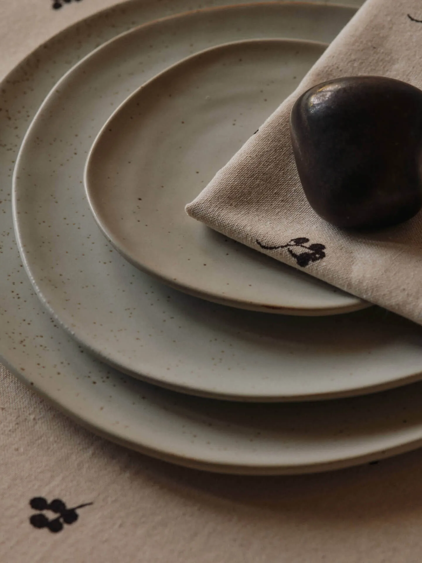 Baies Baumwollserviette 40x40 cm 4er-Pack, Natural-dark chocolate Ferm Living