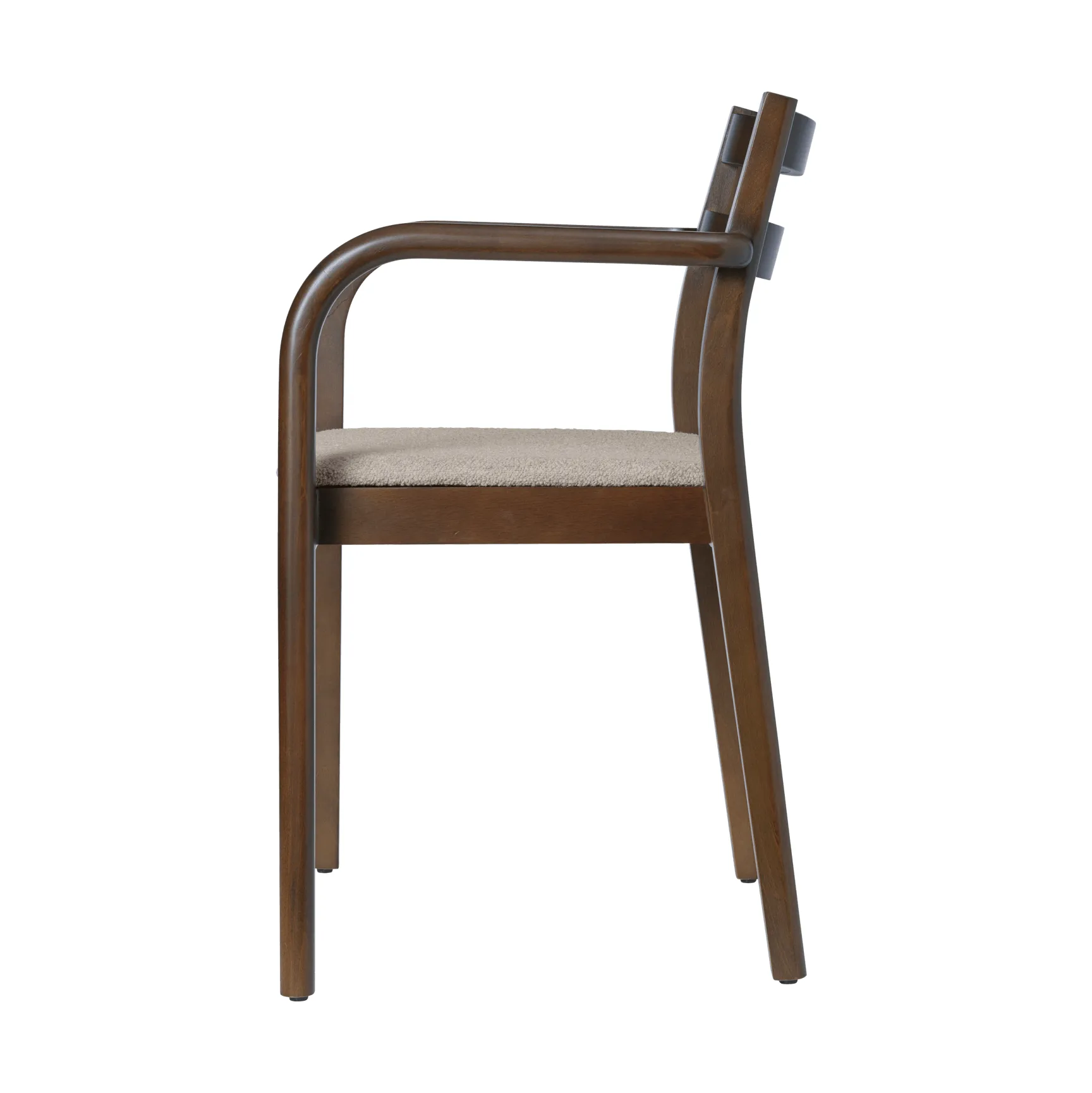Boda Armlehnstuhl, Gepolsterte Sitzfläche soft bouclé, dunkel gebeizte Buche-natural Ferm Living