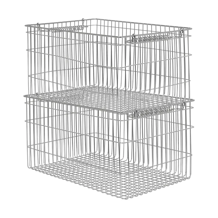 Cala Korb stapelbar 2er Pack - Edelstahl, 36,2x26,2x20,2 cm - Ferm Living