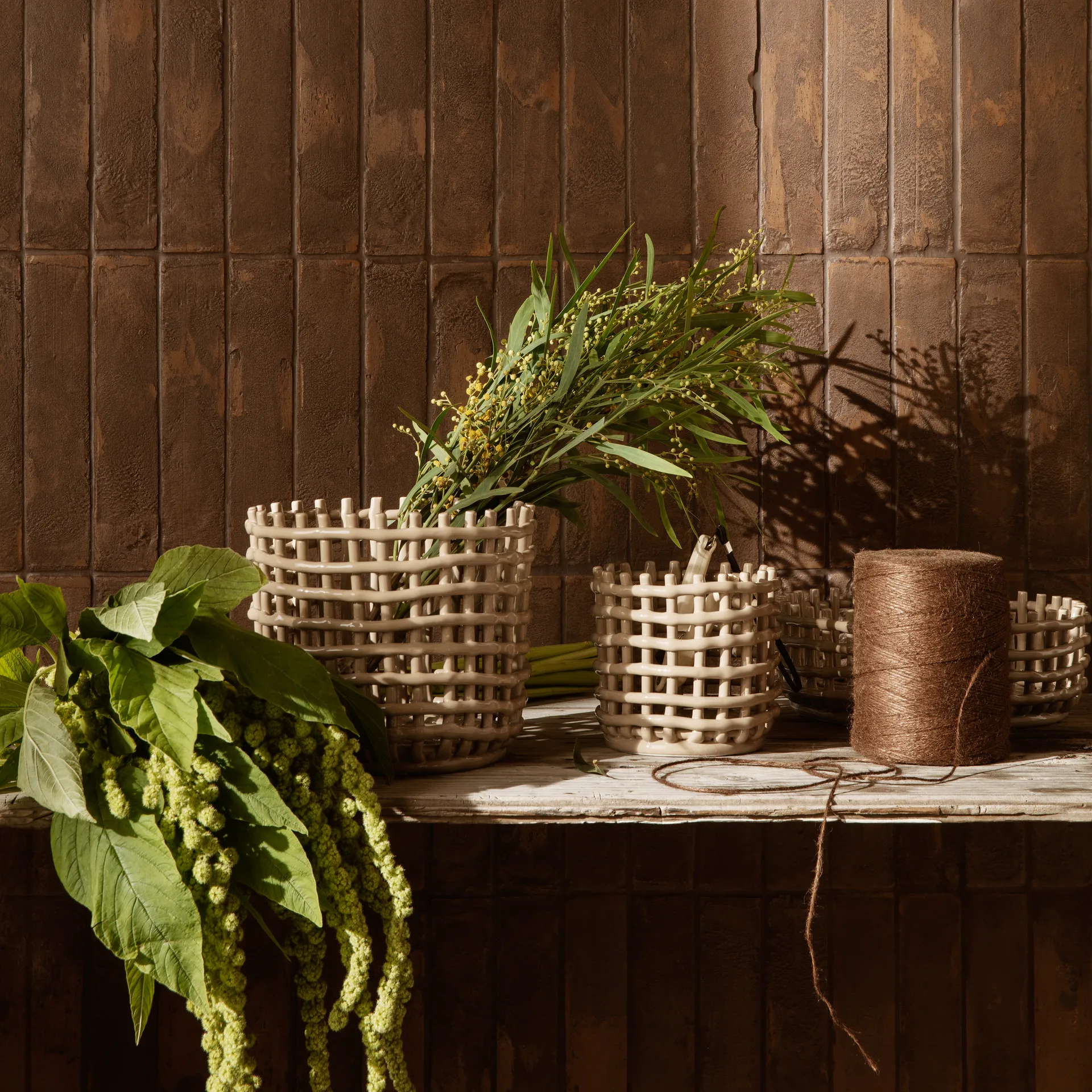 Ceramic geflochtener Korb Ø16cm, Cashmere Ferm Living