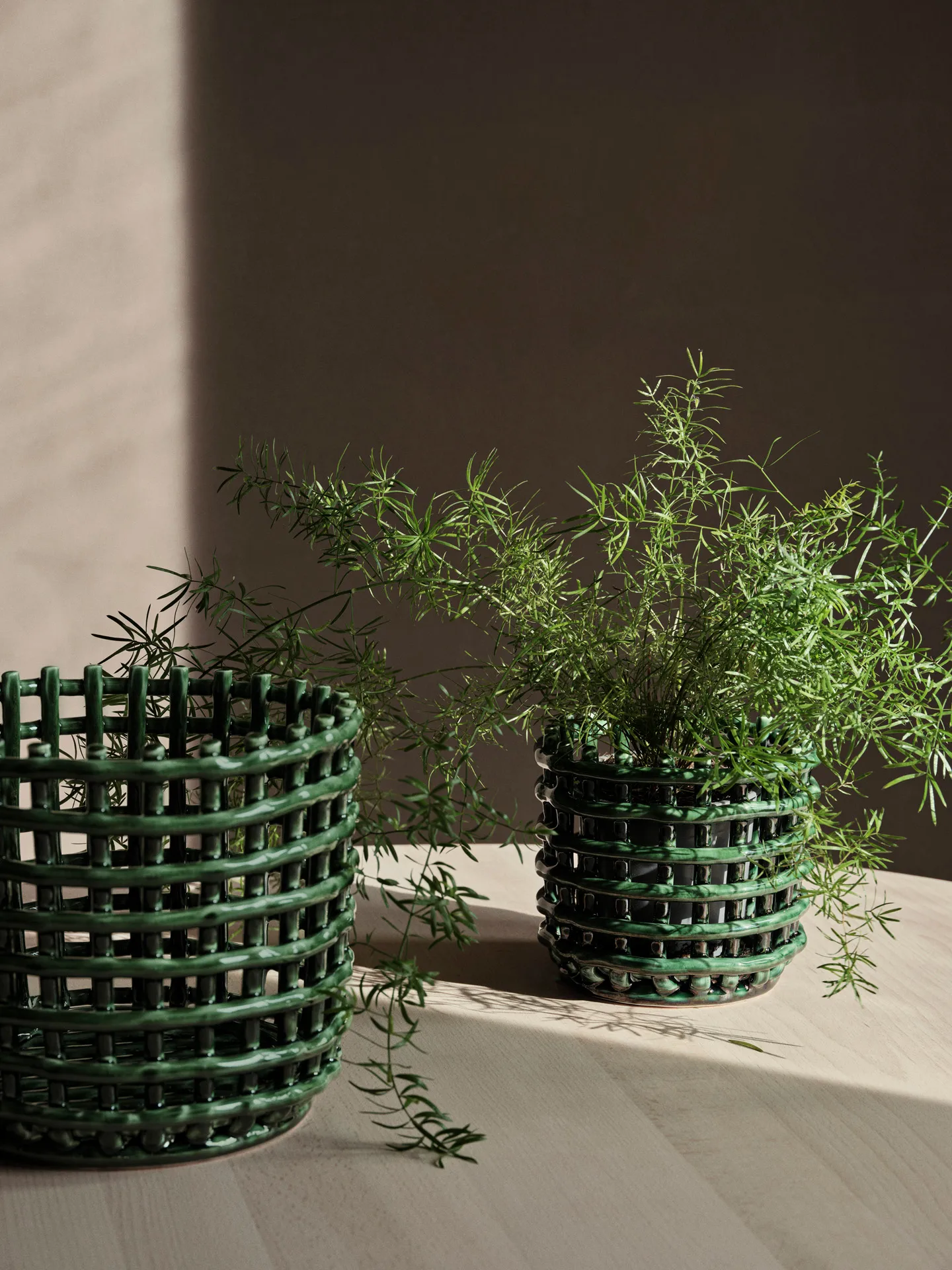 Ceramic geflochtener Korb Ø16cm, Emerald Green Ferm Living