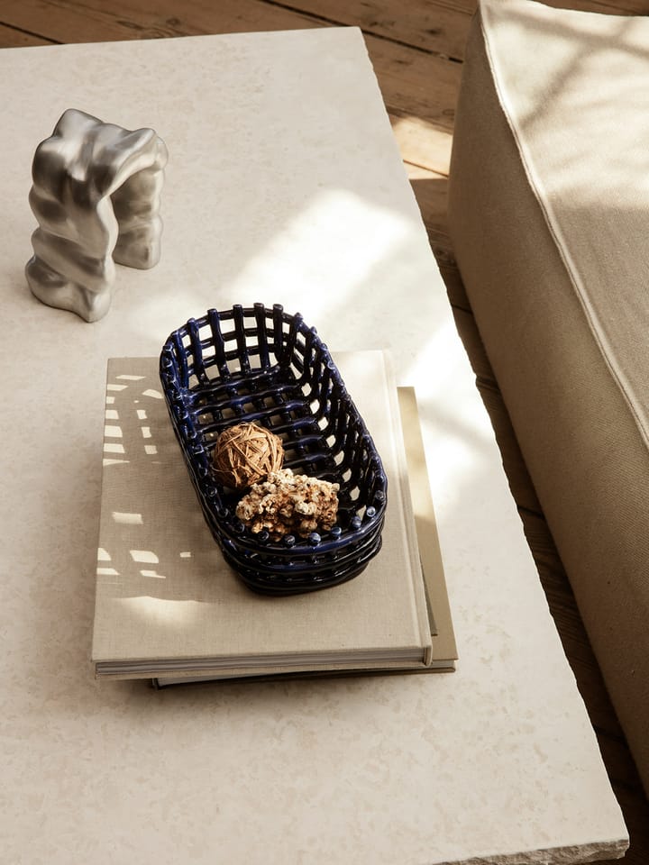 Ceramic geflochtener Korb oval 15 x 30cm, Blau Ferm Living