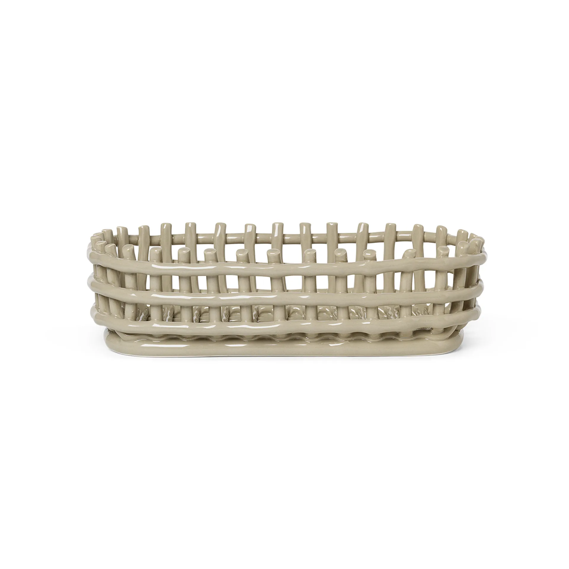 Ceramic geflochtener Korb oval 15 x 30cm, Cashmere Ferm Living