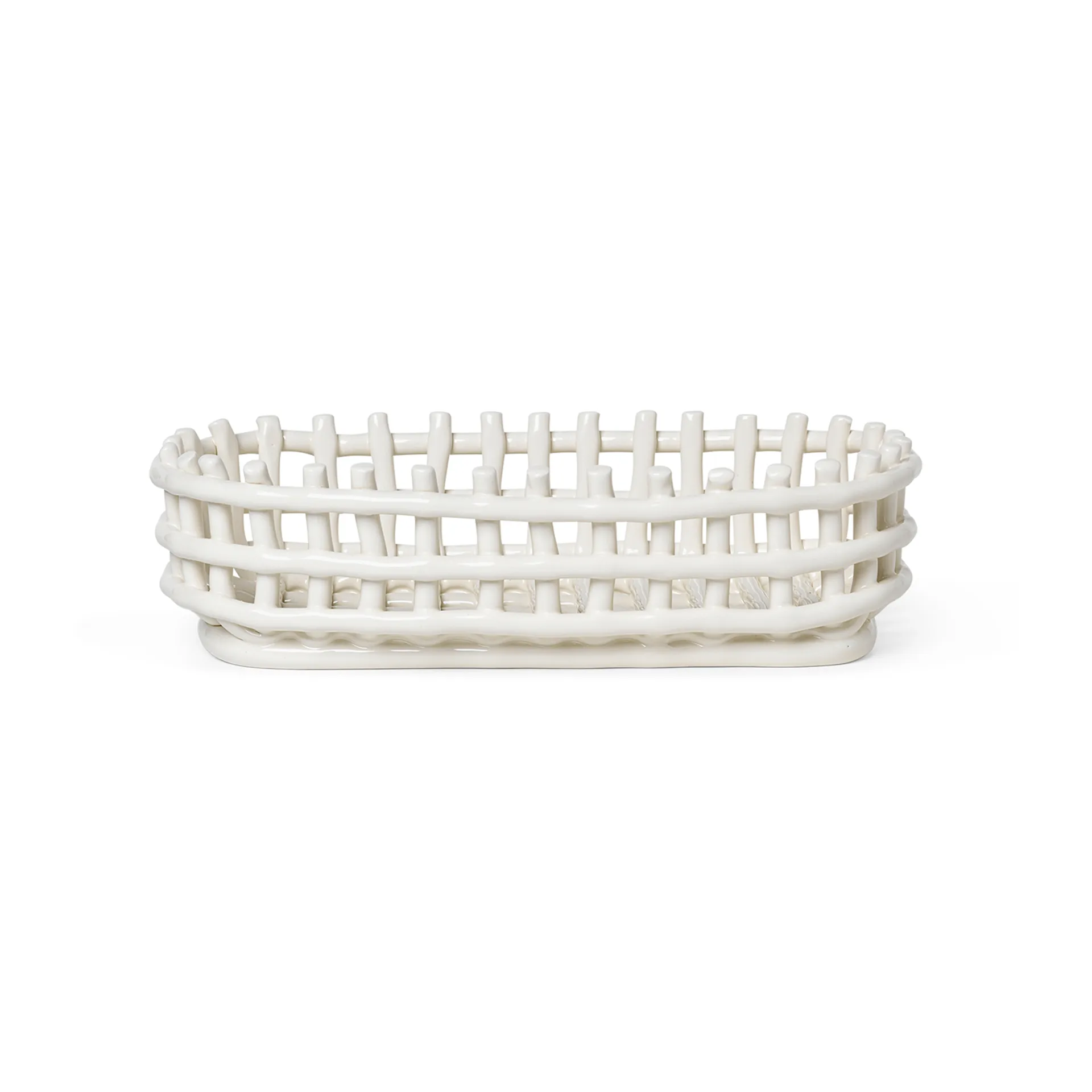 Ceramic geflochtener Korb oval 15 x 30cm, Off white Ferm Living