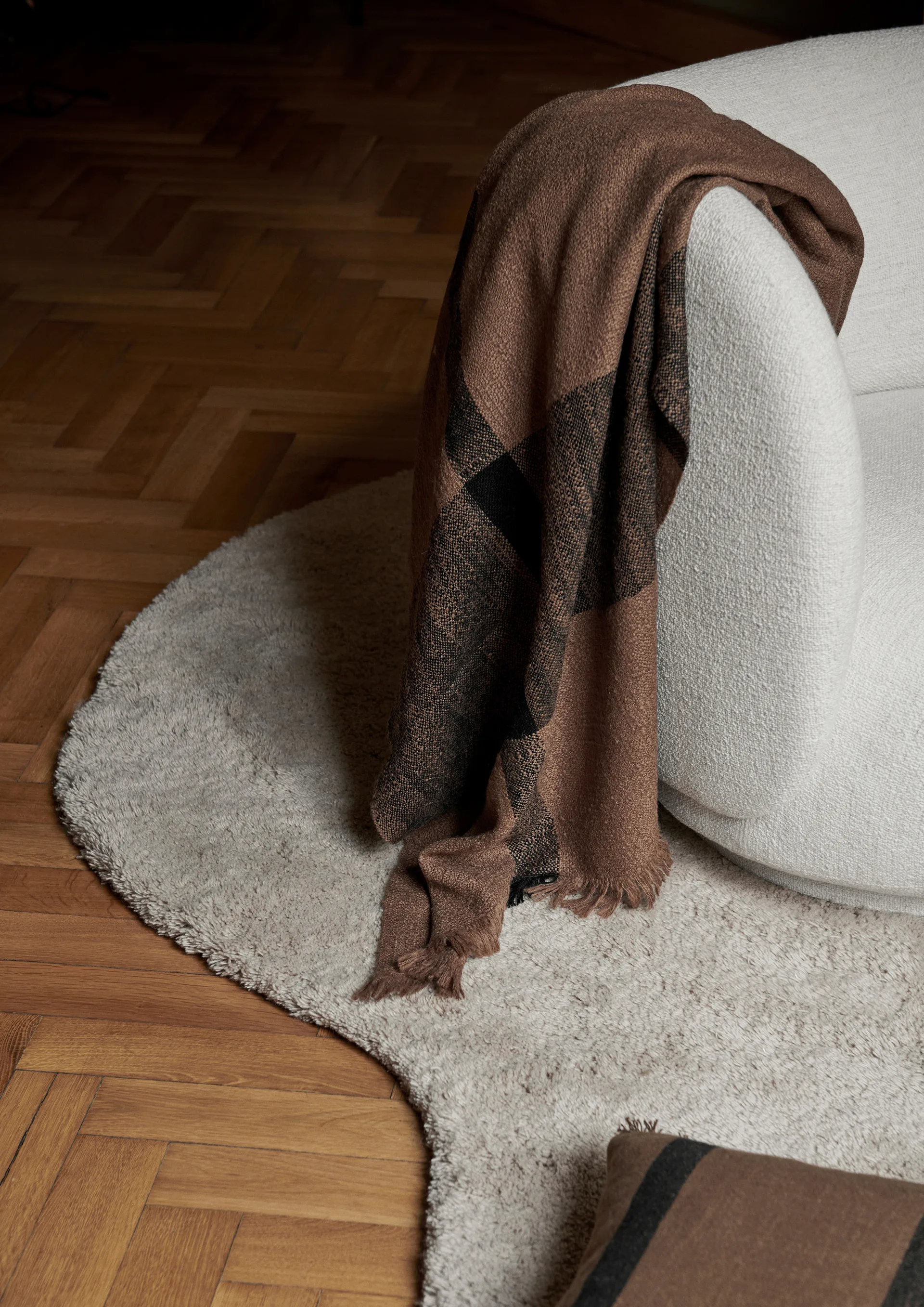 Dry Wolldecke 120 x 180cm, Sugar Kelp/Black Ferm Living
