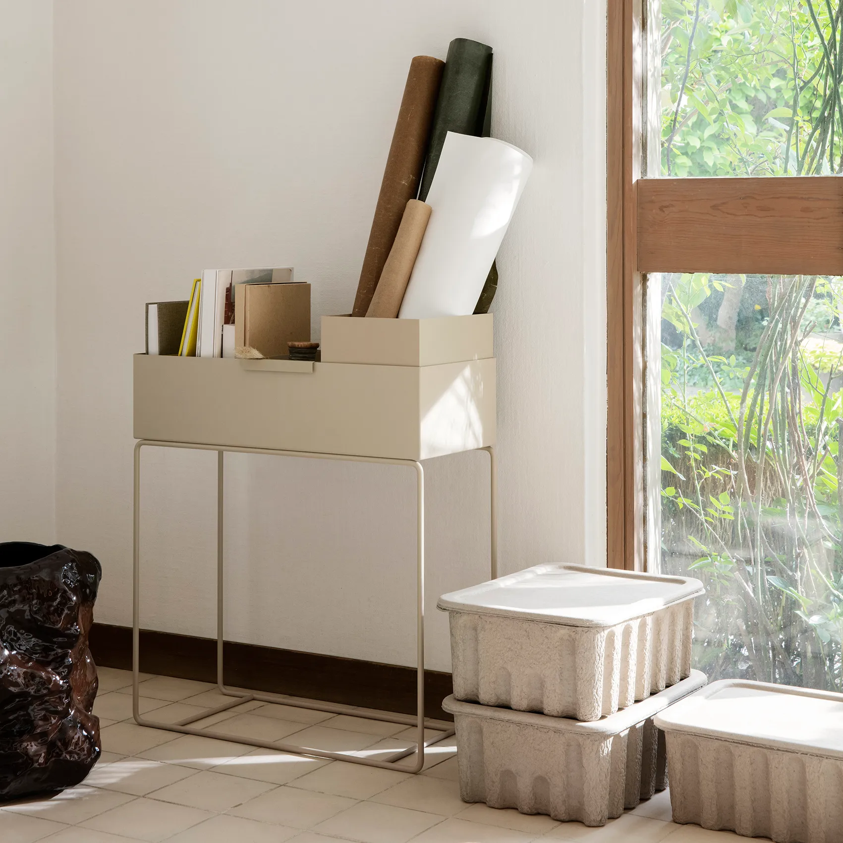 Ferm Verwahrungsbox mit Deckel Papier 2er Pack, Braun Ferm Living