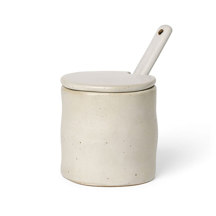 Flow Marmeladenbehälter mit Löffel, Off-white speckle ferm LIVING