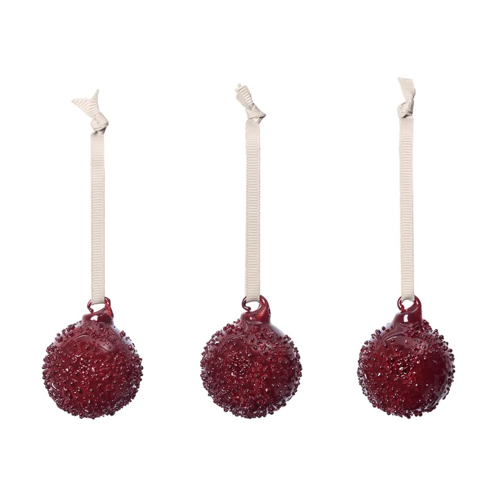 Flurry Christbaumkugeln 3er-Pack - S, Picante Red - Ferm Living