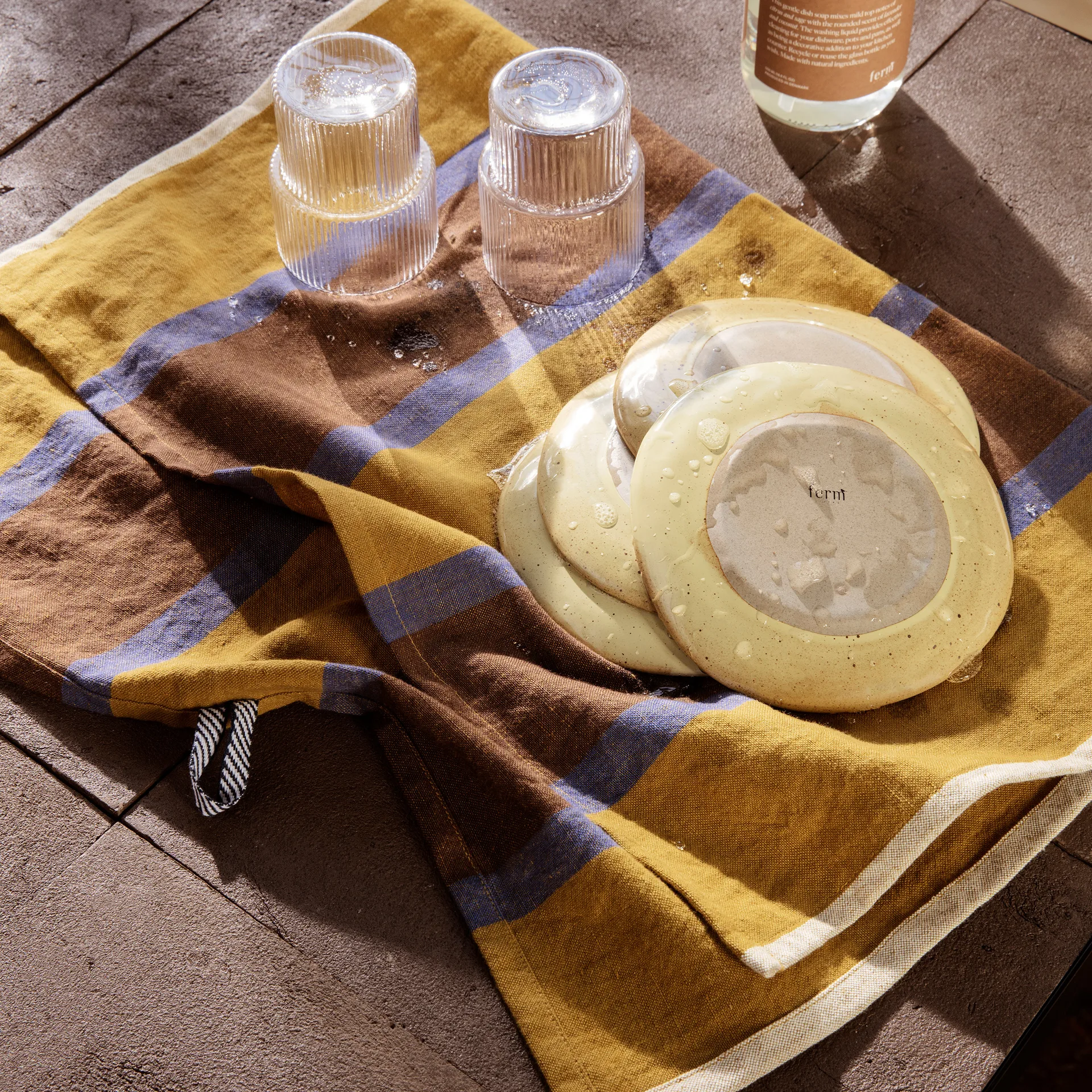 Hale Geschirrtuch 50x70 cm, Lime-bright blue-chocolate Ferm Living