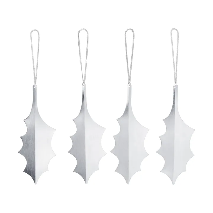Holly Blatt Dekorationsanhänger 13,5 cm 4er-Pack - Silber - Ferm Living