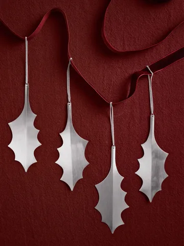 Holly Blatt Dekorationsanhänger 13,5 cm 4er-Pack - Silber - Ferm Living