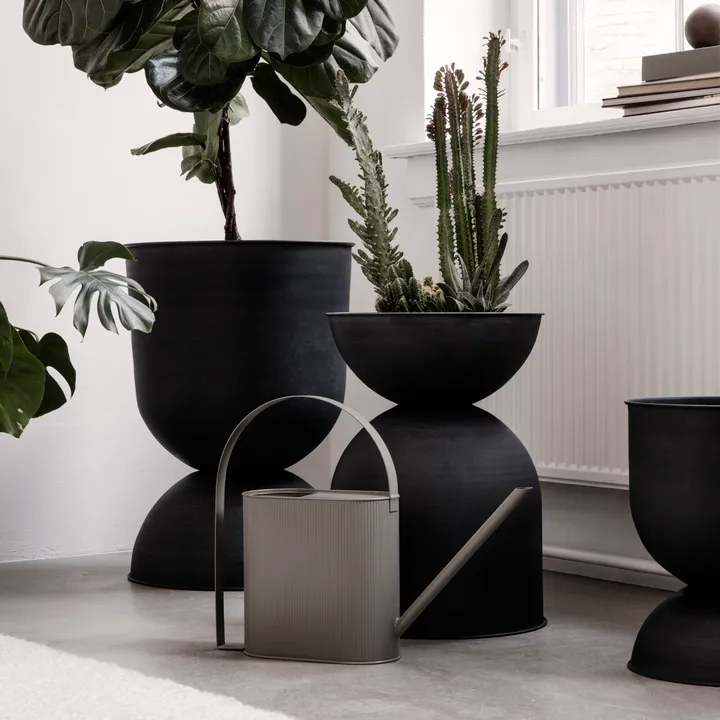 Hourglass Blumentopf medium 40 cm, Schwarz-dunkelgrau