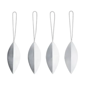 Leaf Weihnachtsbaumschmuck - Silber, 4er-Pack - Ferm Living