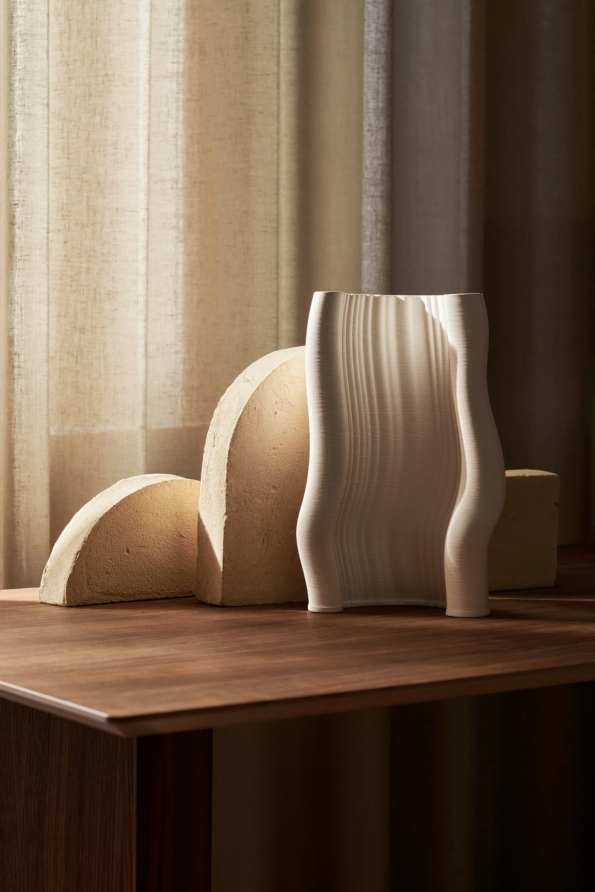 Moire Vase 19 x 30cm, Off-white Ferm Living