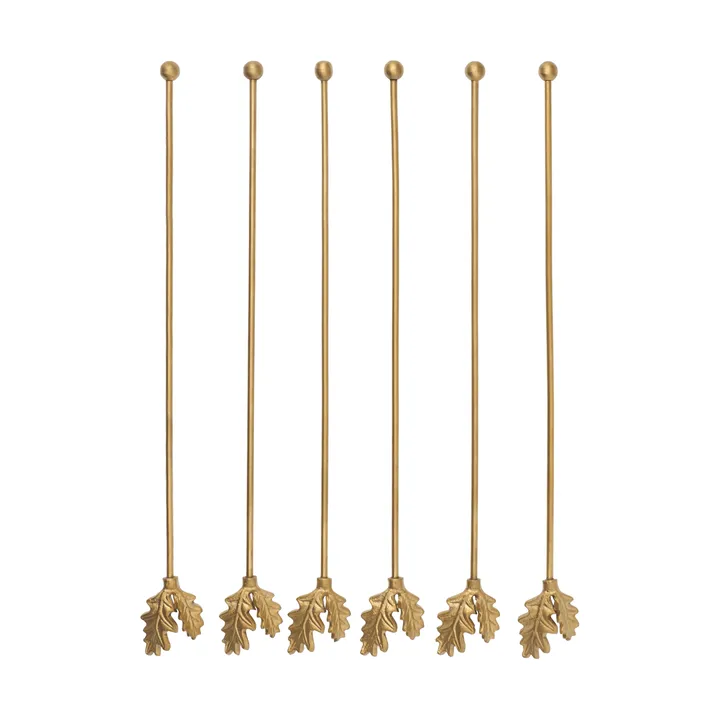 Oak Leaf Getränkerührer 6er-Pack - Messing - Ferm Living