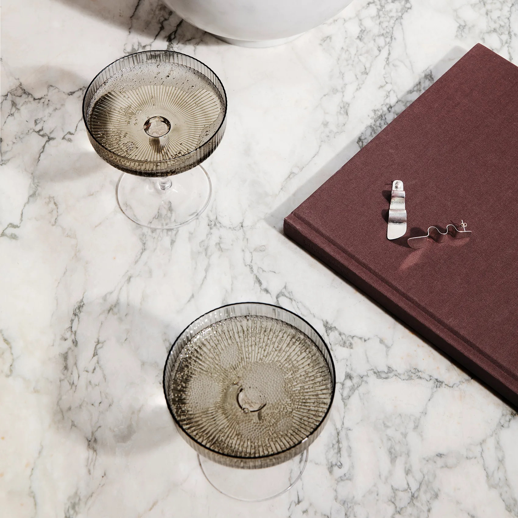 Ripple Champagnerglas 2er Pack, Smoked grey Ferm Living