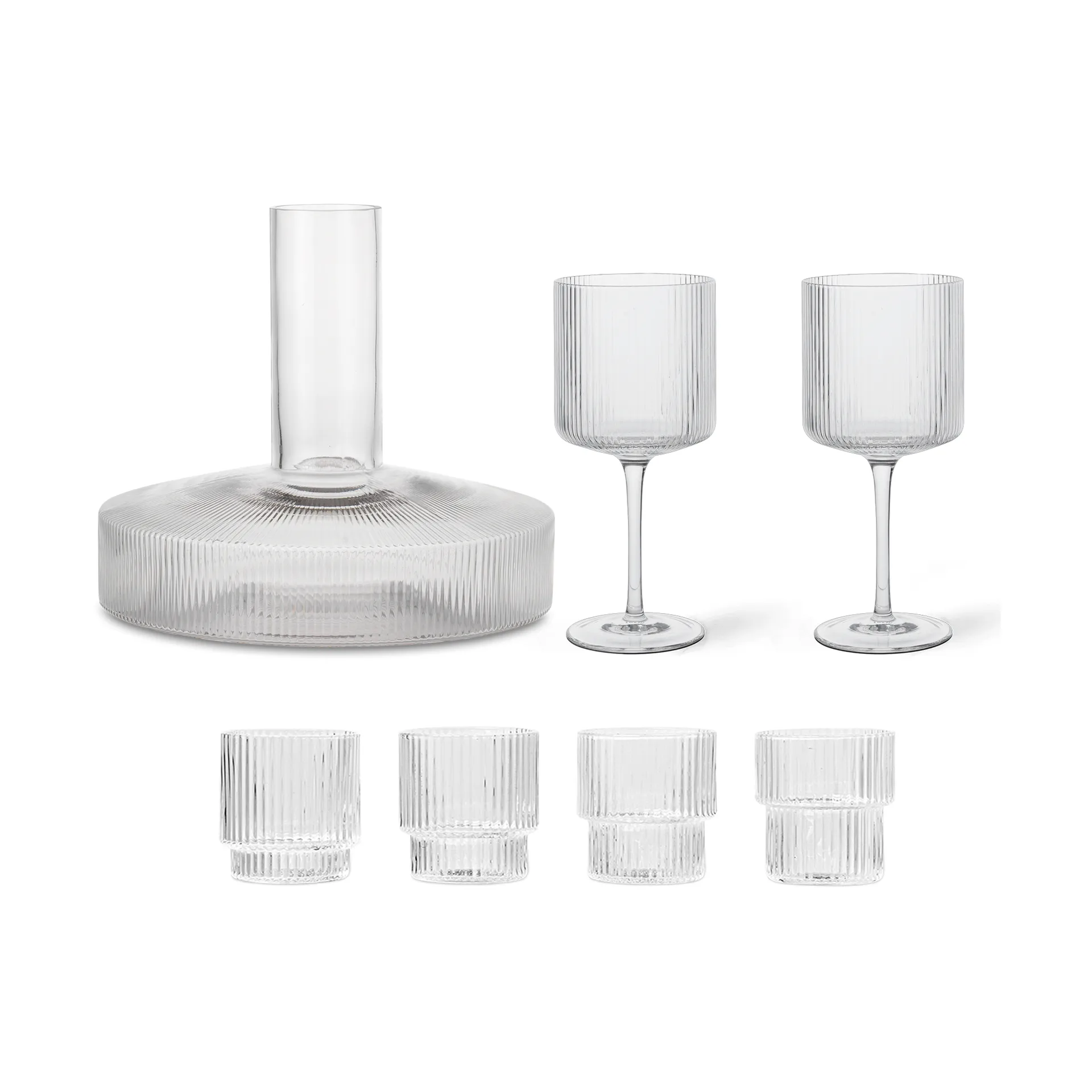 Ripple Karaffe und Glas 17 Teile - Klar Ferm Living