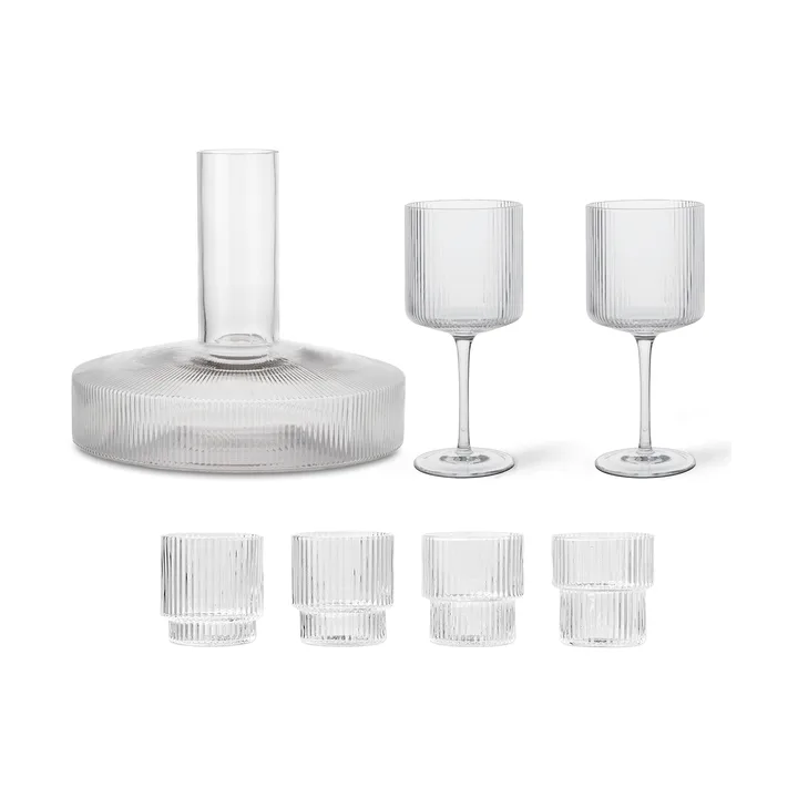 Ripple Karaffe und Glas 17 Teile - Klar - undefined - Ferm Living