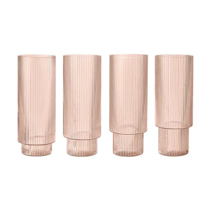 Ripple Longdrink-Glas 4er Pack - Blush - Ferm Living