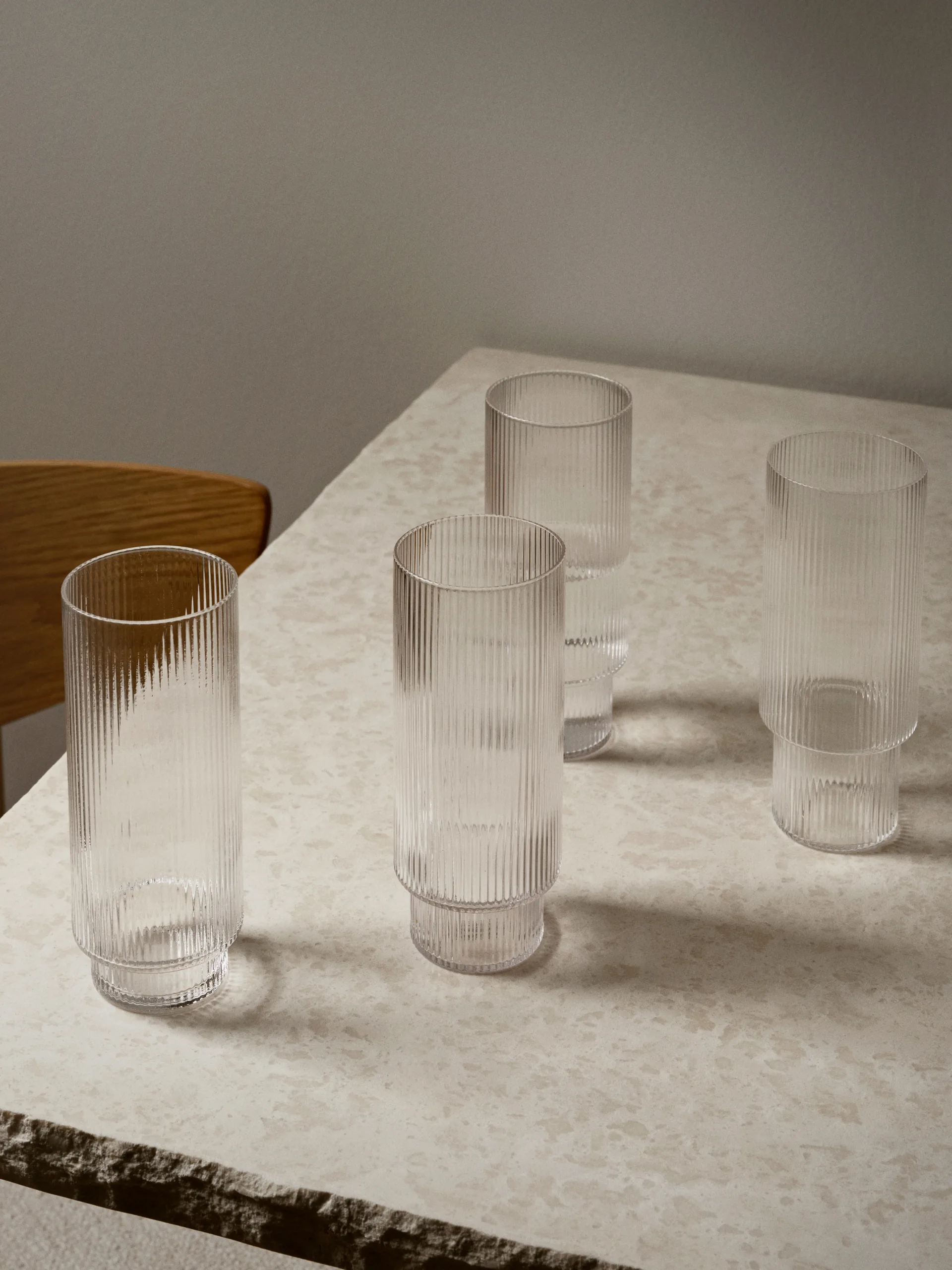 Ripple Longdrink-Glas 4er Pack, Klar Ferm Living