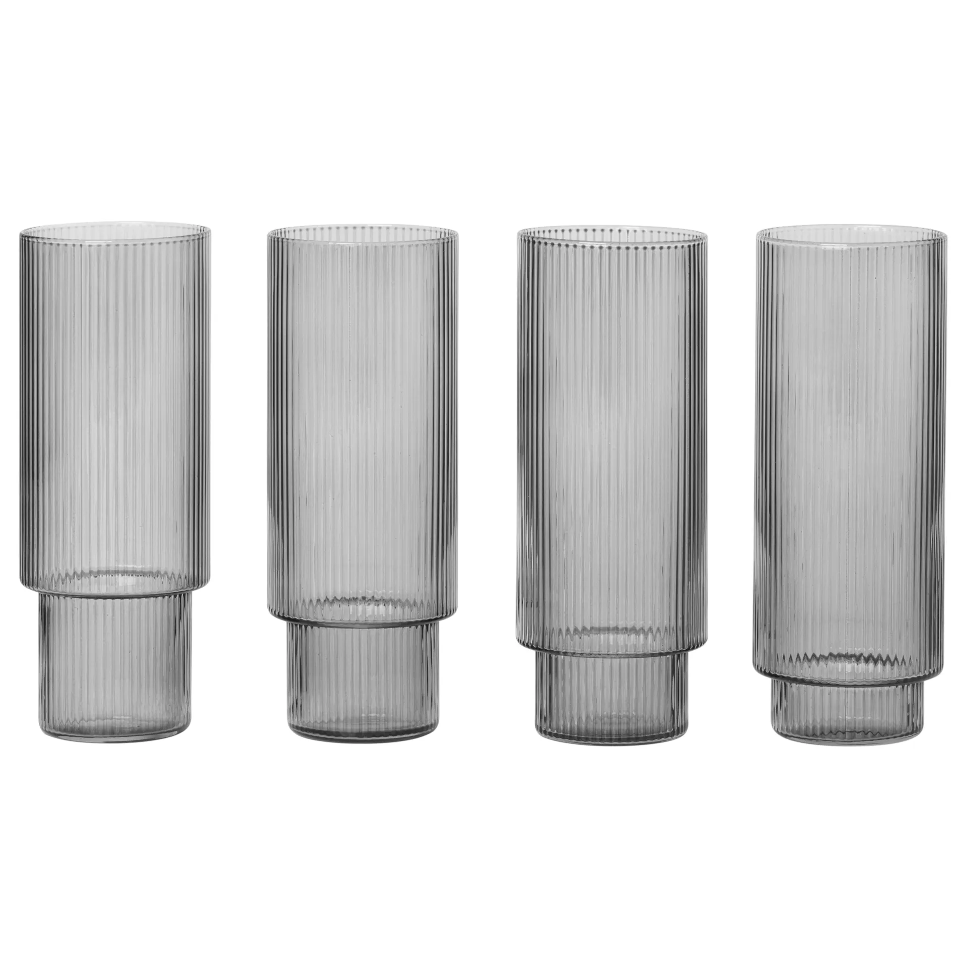 Ripple Longdrink-Glas 4er Pack, Smoked grey Ferm Living