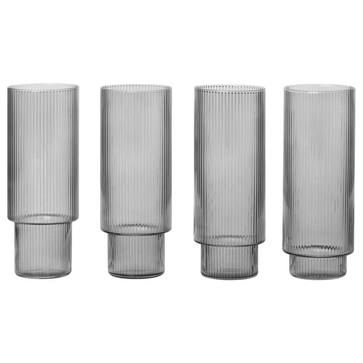 Ripple Longdrink-Glas 4er Pack, Smoked grey ferm LIVING