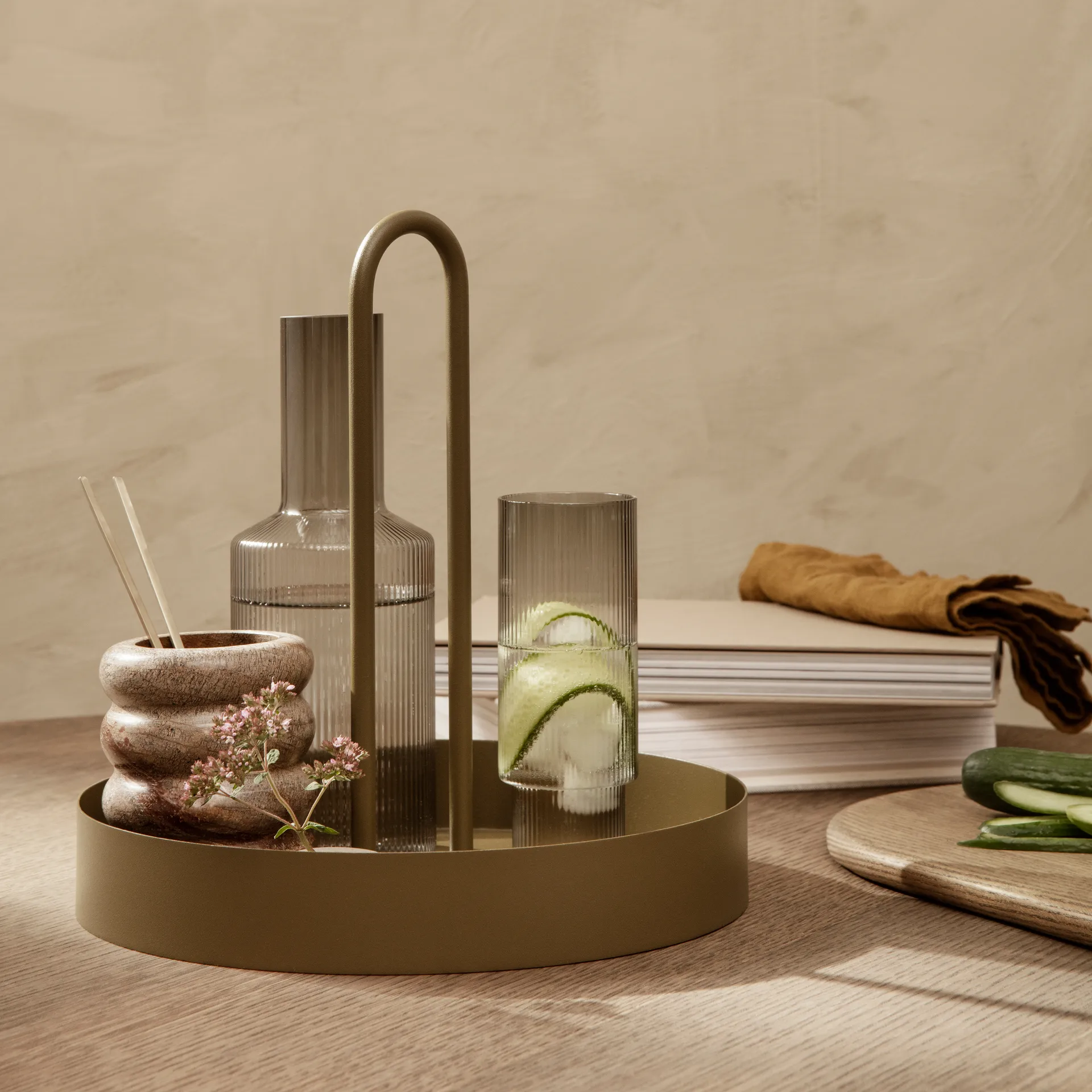 Ripple Longdrink-Glas 4er Pack, Smoked grey Ferm Living