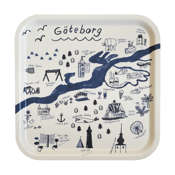 Gothenburg Tablett 32 x 32cm, White-Blue Fine Little Day