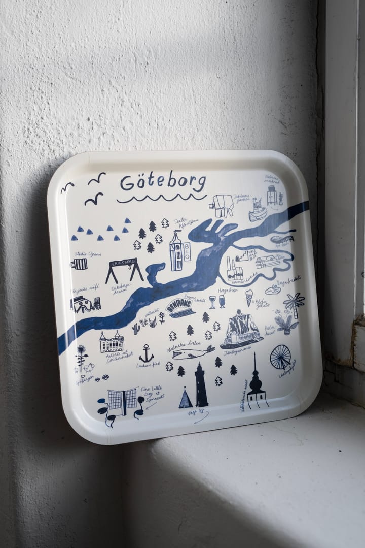 Gothenburg Tablett 32 x 32cm, White-Blue Fine Little Day