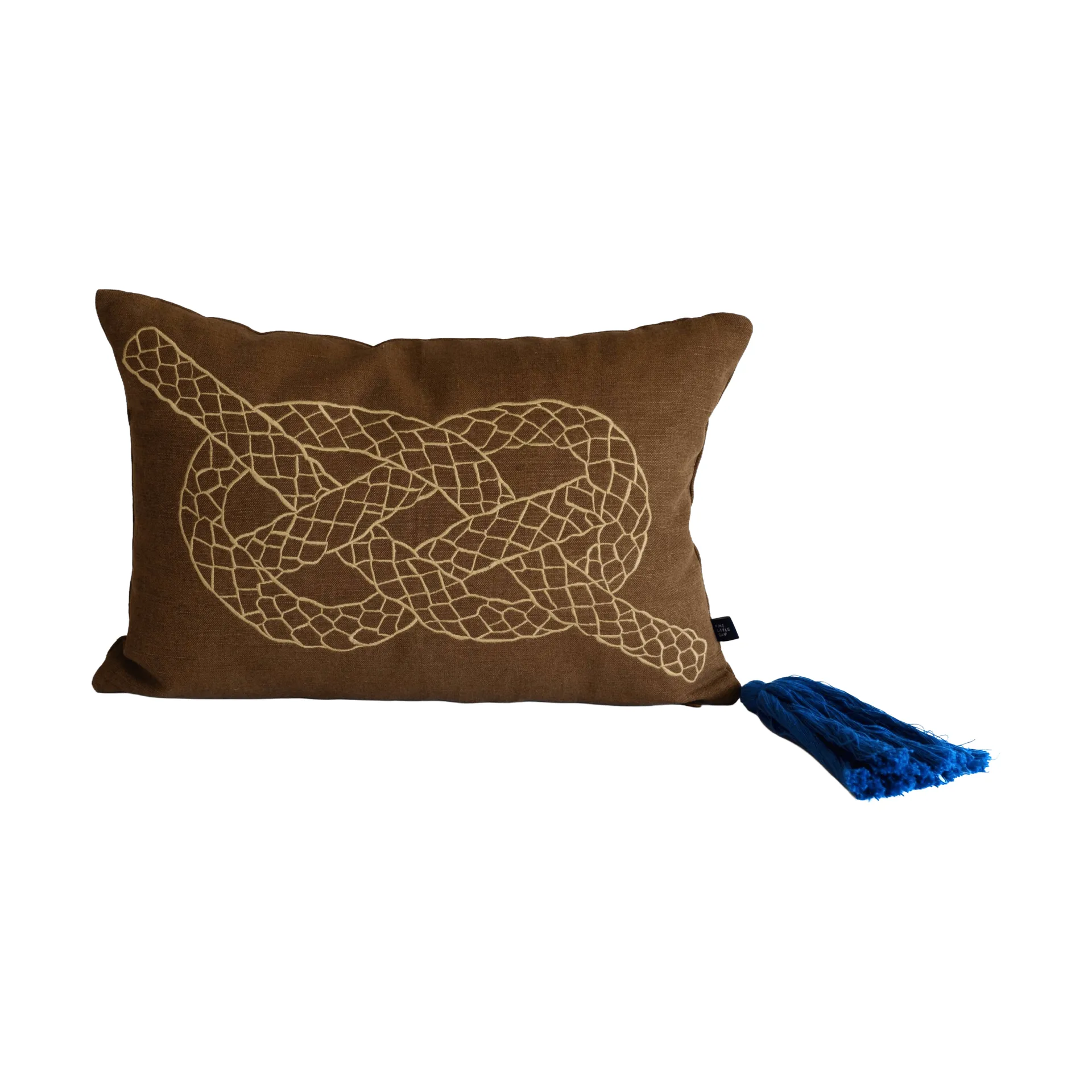 Knop Dekorationskissen, Braun-Gold-Blau, 27x40 cm Fine Little Day