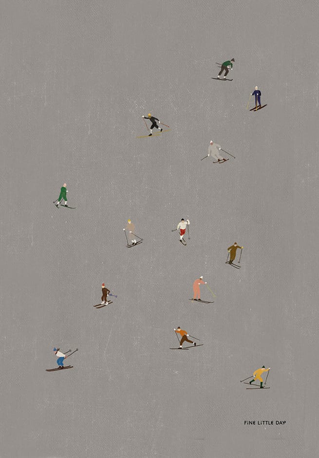 Skiers Poster 50 x 70cm, Grau Fine Little Day