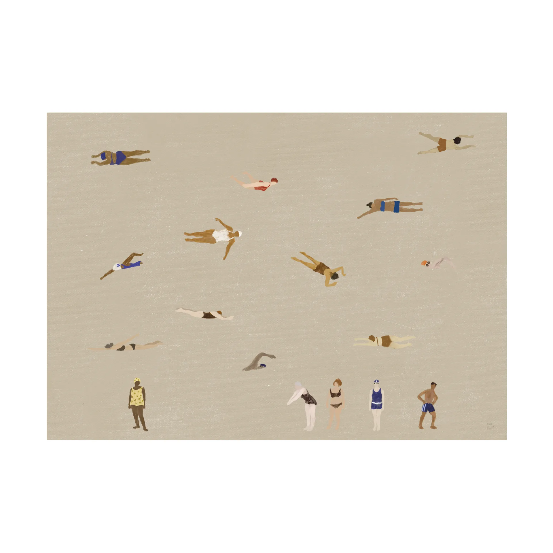 Swimmers Poster, Beige, 50x70 cm Fine Little Day