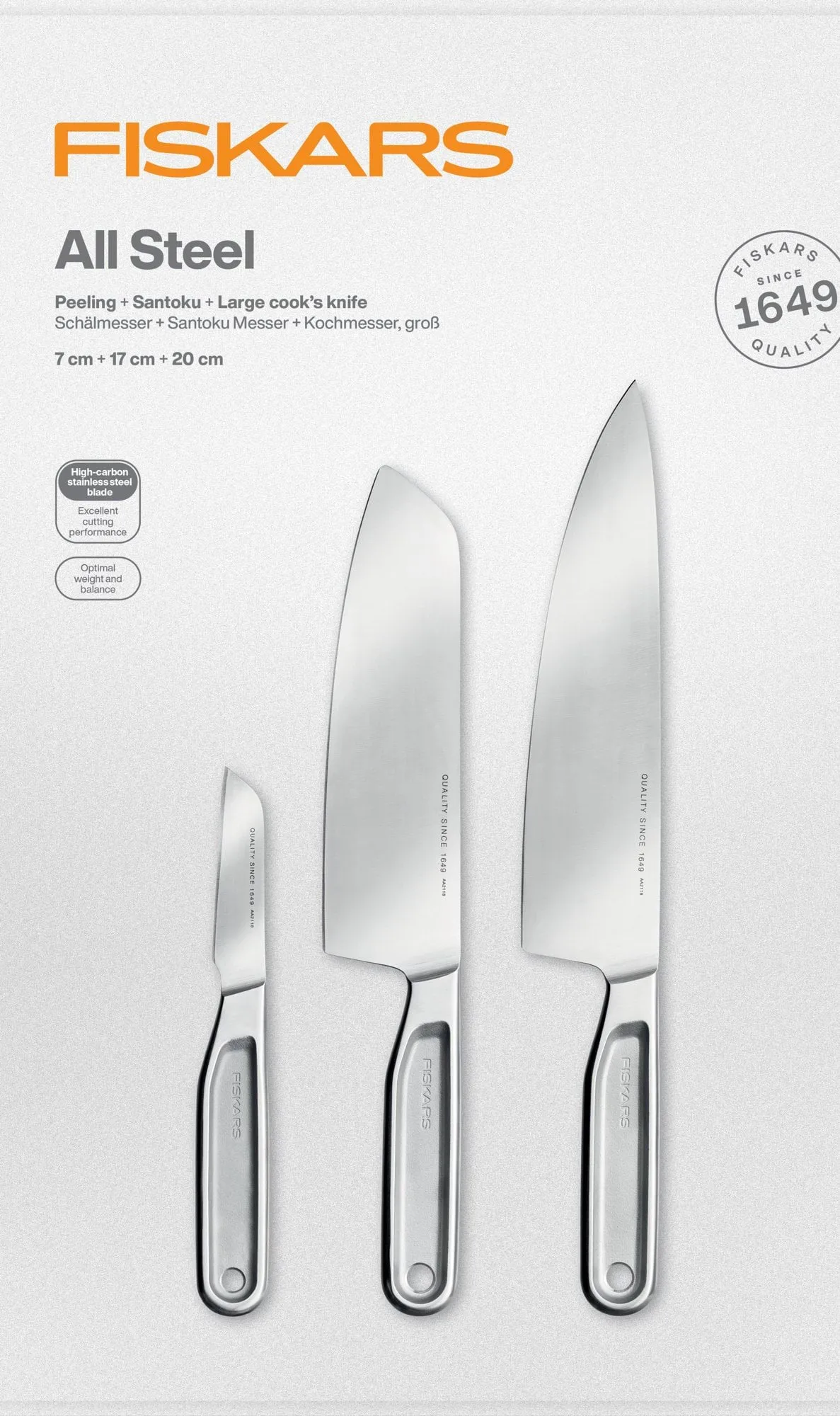 All Steel Messer-Set, 3-teilig Fiskars