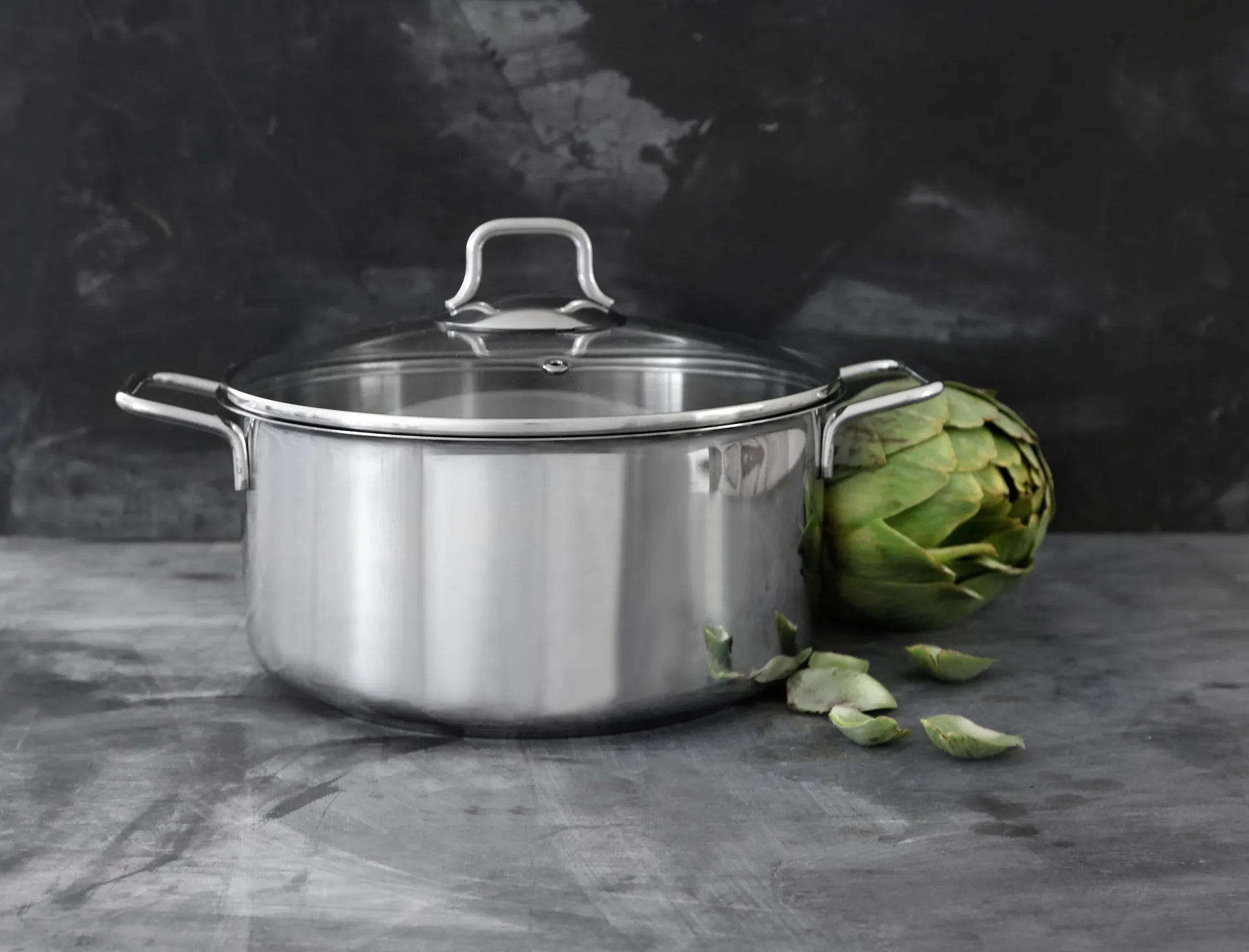 Fiskars Topfset mit Glasdeckel 3 Teile, Edelstahl Fiskars