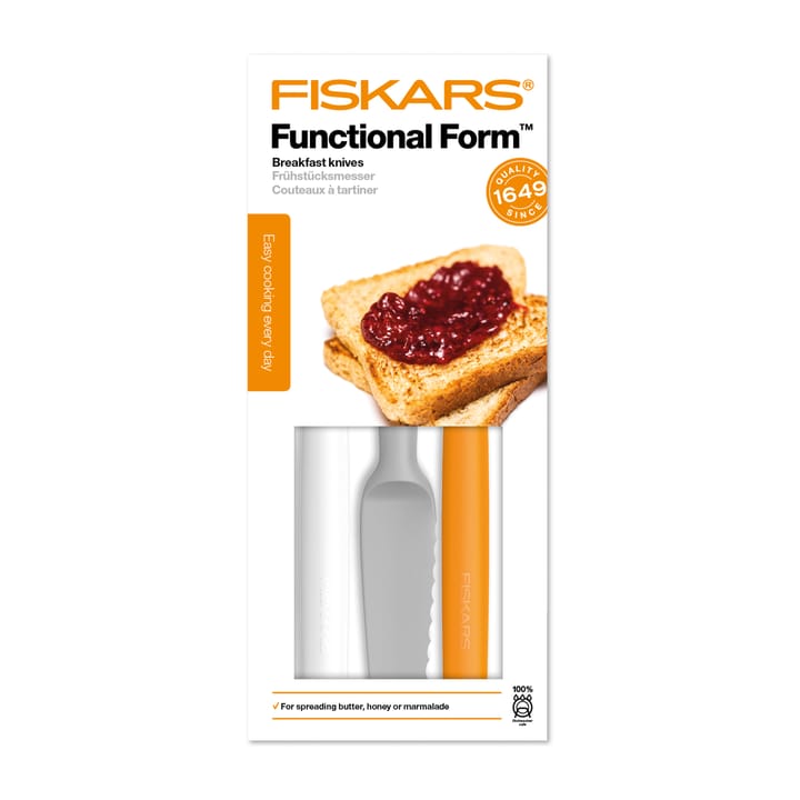 Functional Form Buttermesser 3er Pack, Grau-orange-weiß Fiskars